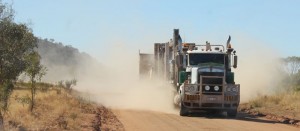 A road train arrives at the Nolans Project site, in the Northern Territory, Australia, bringing an additional diamond drilling rig.